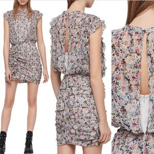 All Saints Hali Floral Print Minidress Violet Size S